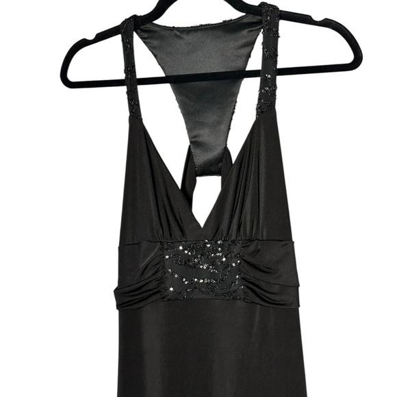 Deadstock NWTJessica McClintock Gunne Sax Black Dress Maxi Open Back Gown Sz 8 - Picture 2 of 9